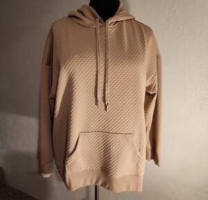 The Sweatshirt Project Hoodie Sweatshirt Size 2X Neutral Beige Textured Quilted